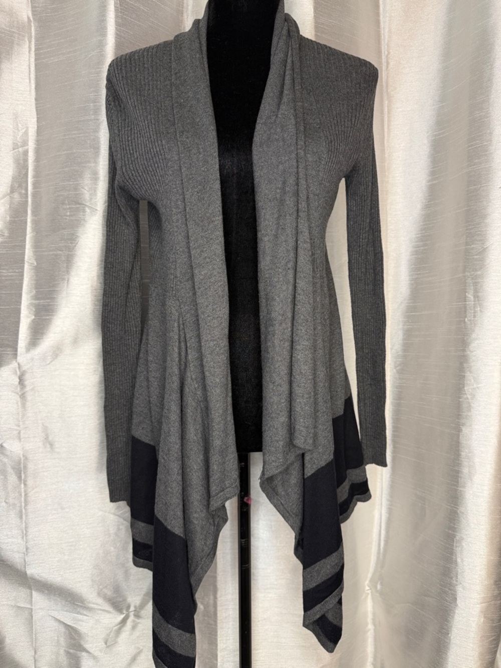 Apt 9 Open Cardigan Sweater Office Career Business Casual Gray Black Women’s S